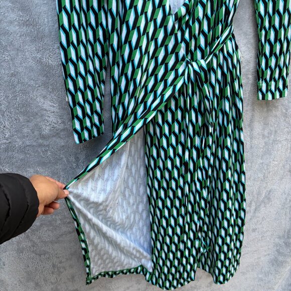 Diane Von Furstenberg x Target XL Green Wrap Dress Knit Midi Long Sleeve - Picture 7 of 11
